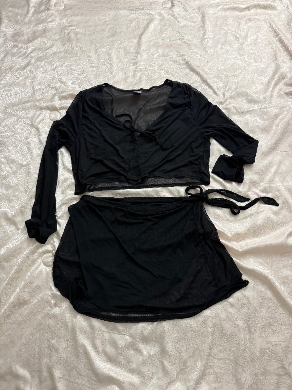 Wild Fable Black Mesh 2-Piece Swimsuit Cover-Up Set – Size XL